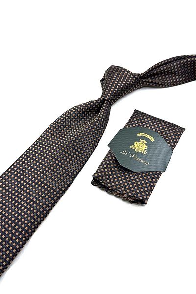 Kravatkolik KK12640 Model - Brown Handkerchief Patterned Classic Tie