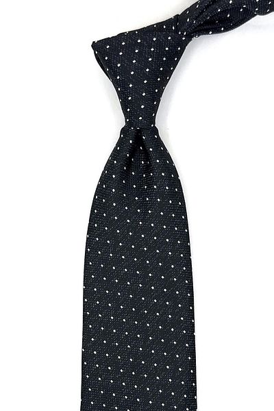 Kravatkolik Classic Tie with Black Dot Pattern Handkerchief Kk11101