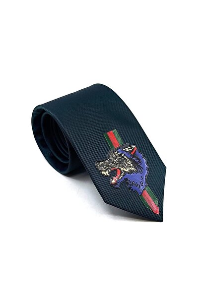 La Pescara Зелена вратовръзка с щампа „Green Plain Wolf Crest“ Kk11702