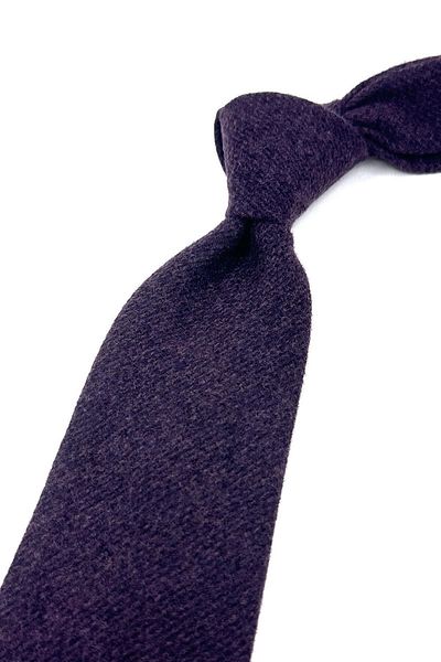 Kravatkolik Plum Plain Pattern Classic Wool Tie KK12088