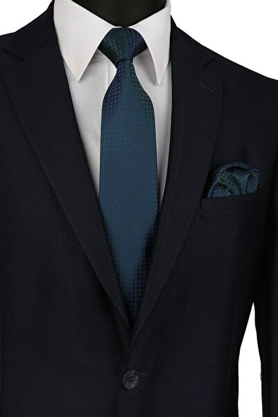 Kravatkolik Зелена кърпичка с малък десен Класическа вратовръзка Kk9402