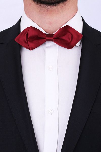 La Pescara Burgundy Triangle Satin Bow Tie SP32