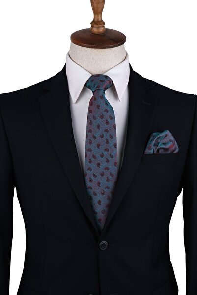 Kravatkolik Πράσινο - Κόκκινο Μαντήλι με μοτίβο κλασικής γραβάτας Kk10399