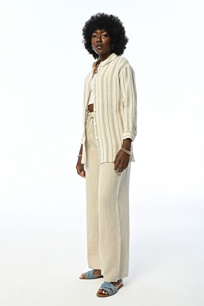 Orfeo Negro Cotton Fabric Oversize Cut Striped Shirt