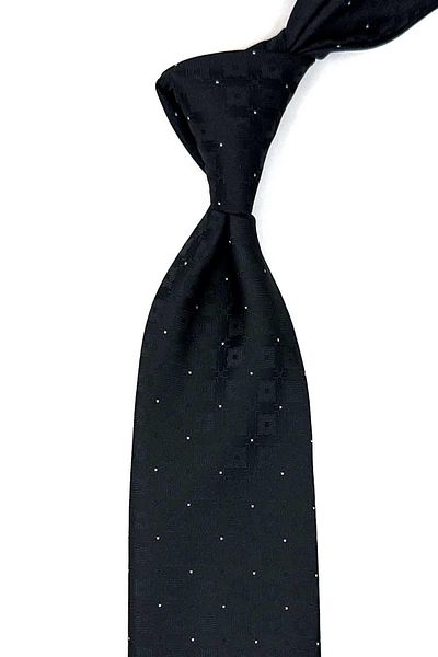 Kravatkolik Motif Patterned Black Handkerchief Tie - KK12572
