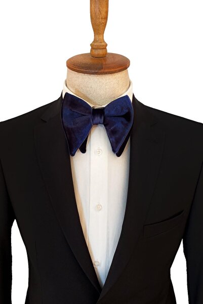 Kravatkolik Navy Blue Velvet Bow Tie P863