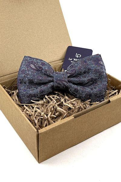 Kravatkolik Gray Shawl Pattern Large Bow Tie P1876