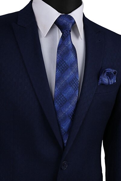 Kravatkolik Синій мотив візерунок хусткова класична краватка Kk9519