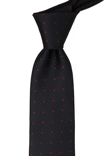 Kravatkolik Classic Tie with Black Dot Pattern Handkerchief Kk9489