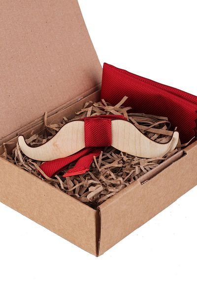 Kravatkolik Red Wooden Bow Tie Ahp357