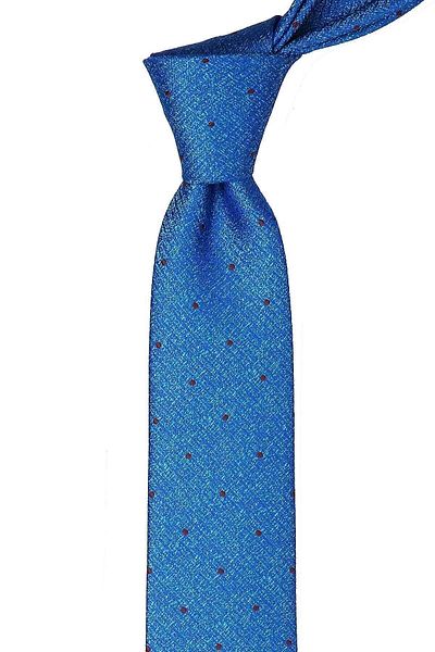 Kravatkolik Blue - Green Polka Dot Pattern Slim Tie Sk7491