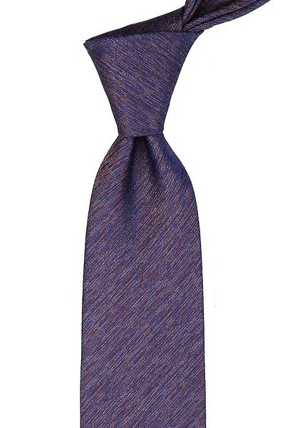 Kravatkolik Brown - Blue Sand Pattern Classic Tie with Handkerchief Kk9416