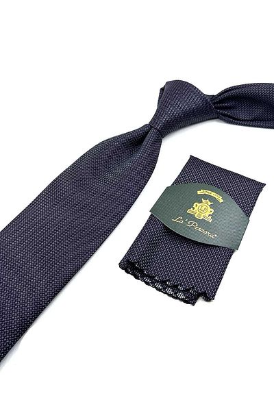 Kravatkolik Plum Patterned Classic Tie with Handkerchief - KK12534