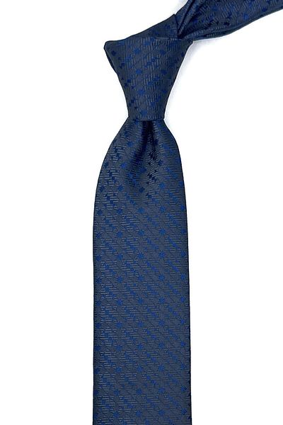 Kravatkolik Smoked - Blue Self Pattern Thin Tie SK7893