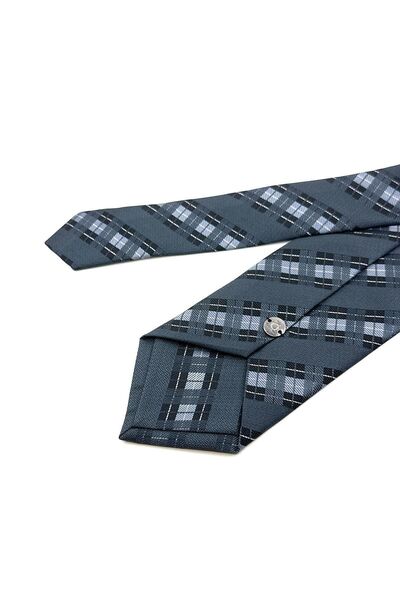 Kravatkolik Smoked Plaid Pattern Classic Necktie with Handkerchief KK11981