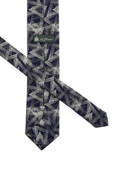Kravatkolik Classic Navy Blue Motif Patterned Handkerchief Tie - Kk10835