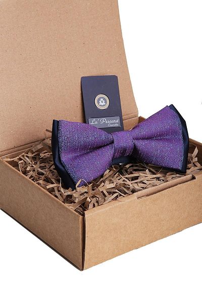 Kravatkolik Blue - Plum Sand Pattern Bow Tie P1285