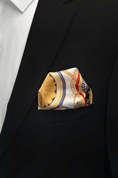 La Pescara White Motif Pattern Men's Pocket Handkerchief Sps564-44