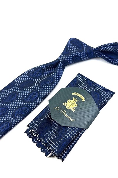 La Pescara Синій шарф з візерунком Класичний краватка KK11886