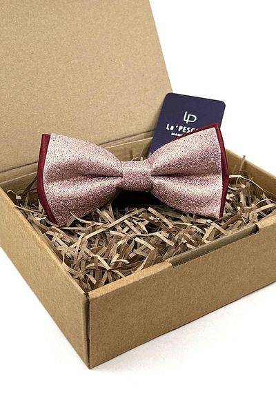 Kravatkolik Pink - Claret Red Sand Pattern Bow Tie P1736