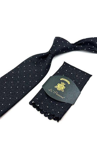 Kravatkolik Polka Dot Patterned Black Classic Tie - KK12325
