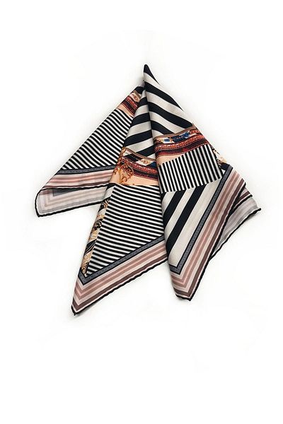 La Pescara Multicolored Motif Pattern Scarf Bandana 55-55 KDNF01