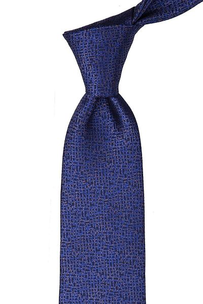 Kravatkolik Navy Blue Classic Tie with Self Pattern Handkerchief Kk9640