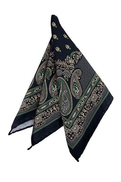 Kravatkolik Black - Green Motif Pattern Men's Pocket Handkerchief SPS634-114