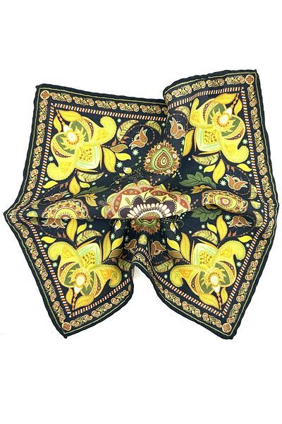 Kravatkolik Navy Blue - Yellow Hand Stitched Italian Wool Pocket Handkerchief WL12