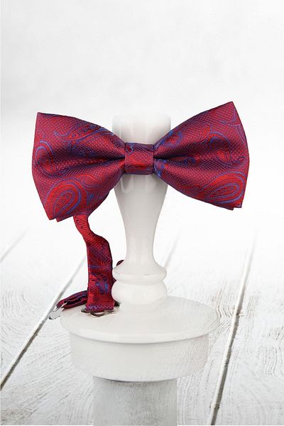 Kravatkolik Red Shawl Pattern Bow Tie P848
