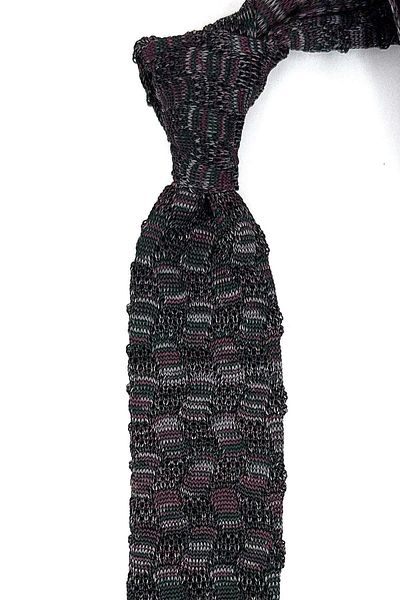 La Pescara Green - Dried Rose Motif Pattern Knitted Tie KIR8359