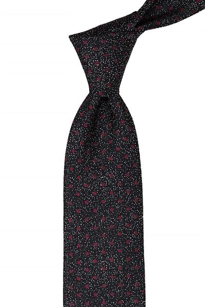 Kravatkolik Men's Black Polka Dot Pattern Classic Necktie with Handkerchief Kk10500