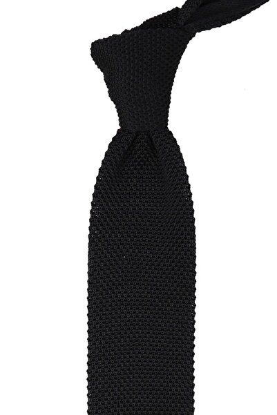 La Pescara Black Plain Claret Red Detailed Knitted Tie 8199