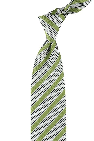 Kravatkolik Mezzano Style Green Line Pattern Italian Silk Tie Ik860
