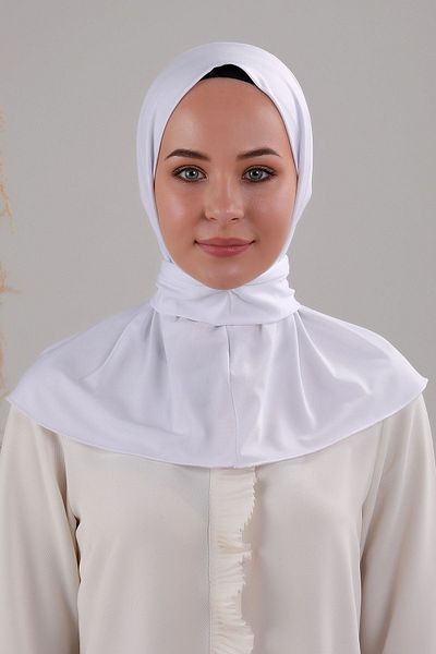 Melodi Scarf Practical Snap-On Hijab Sandy Scarf - White Bonnet Compatible with Sea and Pool