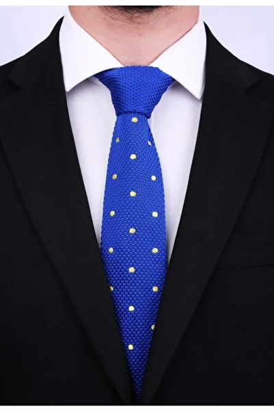 La Pescara Saks Blue Polka Dot Knitted Tie 8135
