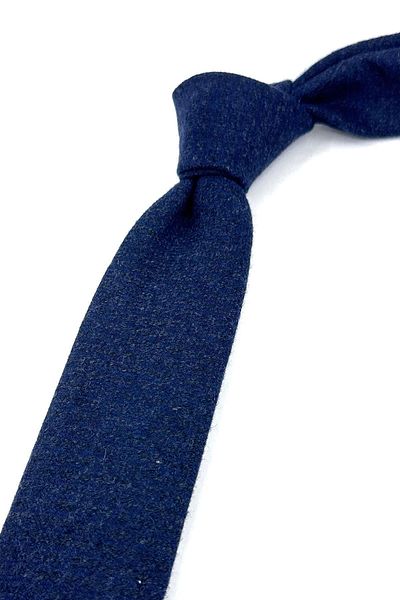 Kravatkolik Navy Blue - Smoked Wool Slim Tie SK7807