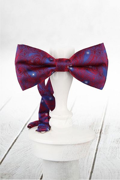 Kravatkolik Red Shawl Pattern Bow Tie P858
