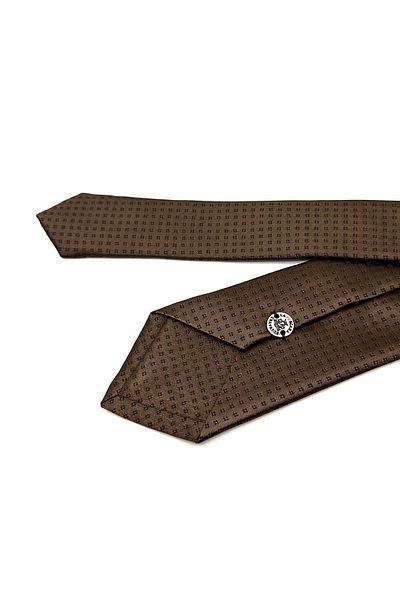 Kravatkolik Brown Dot Pattern Thin Tie SK7873