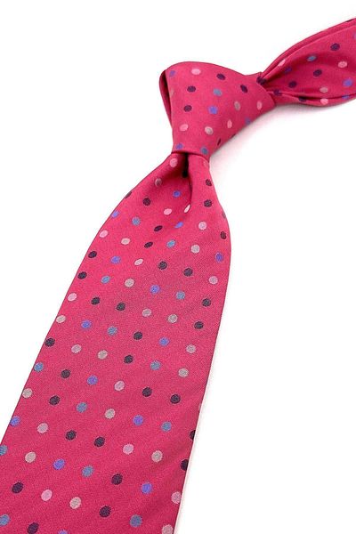 Kravatkolik Bagnola Style Pink Polka Dot Pattern Silk Tie İK1432