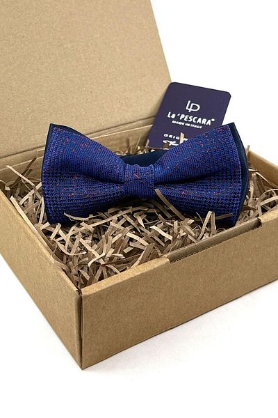 Kravatkolik Navy Blue Plaid Pattern Bow Tie P1758