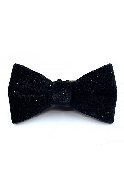 Kravatkolik Black Glitter Velvet Groom's Suit Bow Tie P1692
