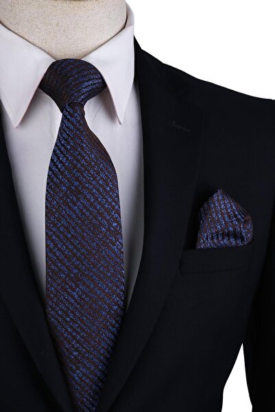 Kravatkolik Кърпа с кафяв раиран мотив Класическа вратовръзка Kk10550