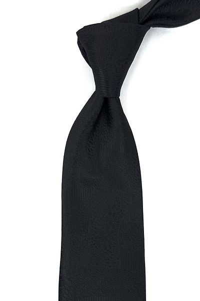 Kravatkolik Black Motif Pattern Classic Tie with Handkerchief KK12054