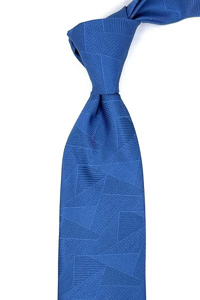 Kravatkolik Classic Tie with Blue Motif Pattern Handkerchief KK12295