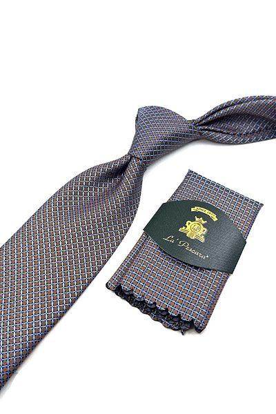 Kravatkolik Blue Beige Patterned Classic Tie - KK12627