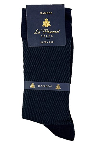 La Pescara Ultra Luxury Navy Blue Fish Back Bamboo Men's Classic Socks CRP254