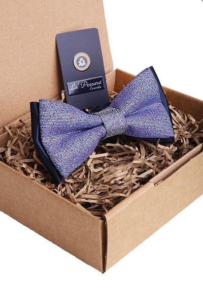 Kravatkolik Blue Sand Pattern Bow Tie P900