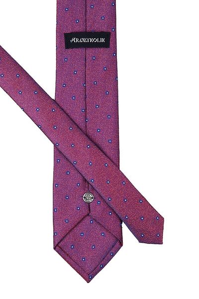Kravatkolik Orange - Blue Small Pattern Classic Tie with Handkerchief Kk9979