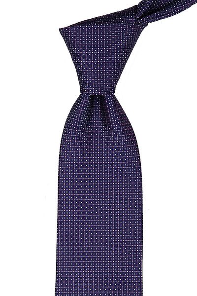 Kravatkolik Classic Tie with Plum Dot Pattern Handkerchief Kk9378